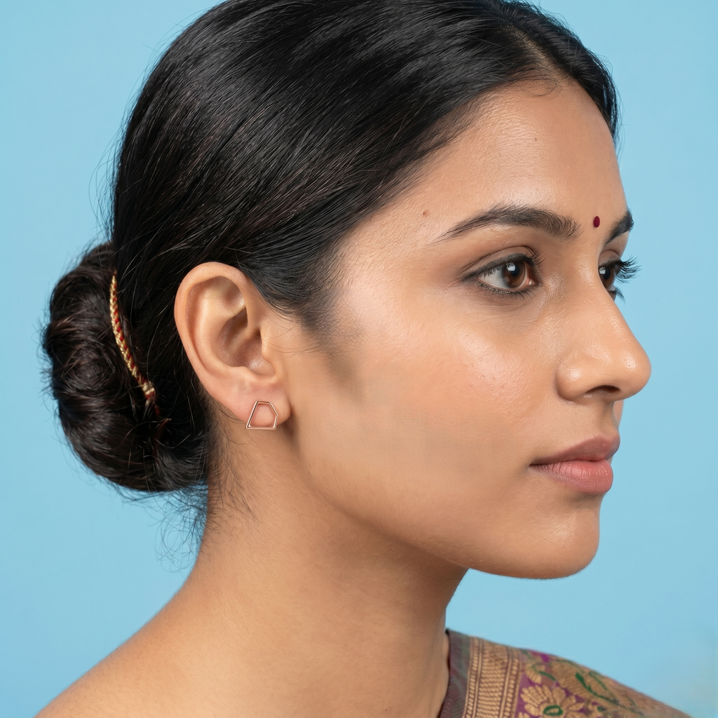 Rose Gold Geometric Open Frame Earrings