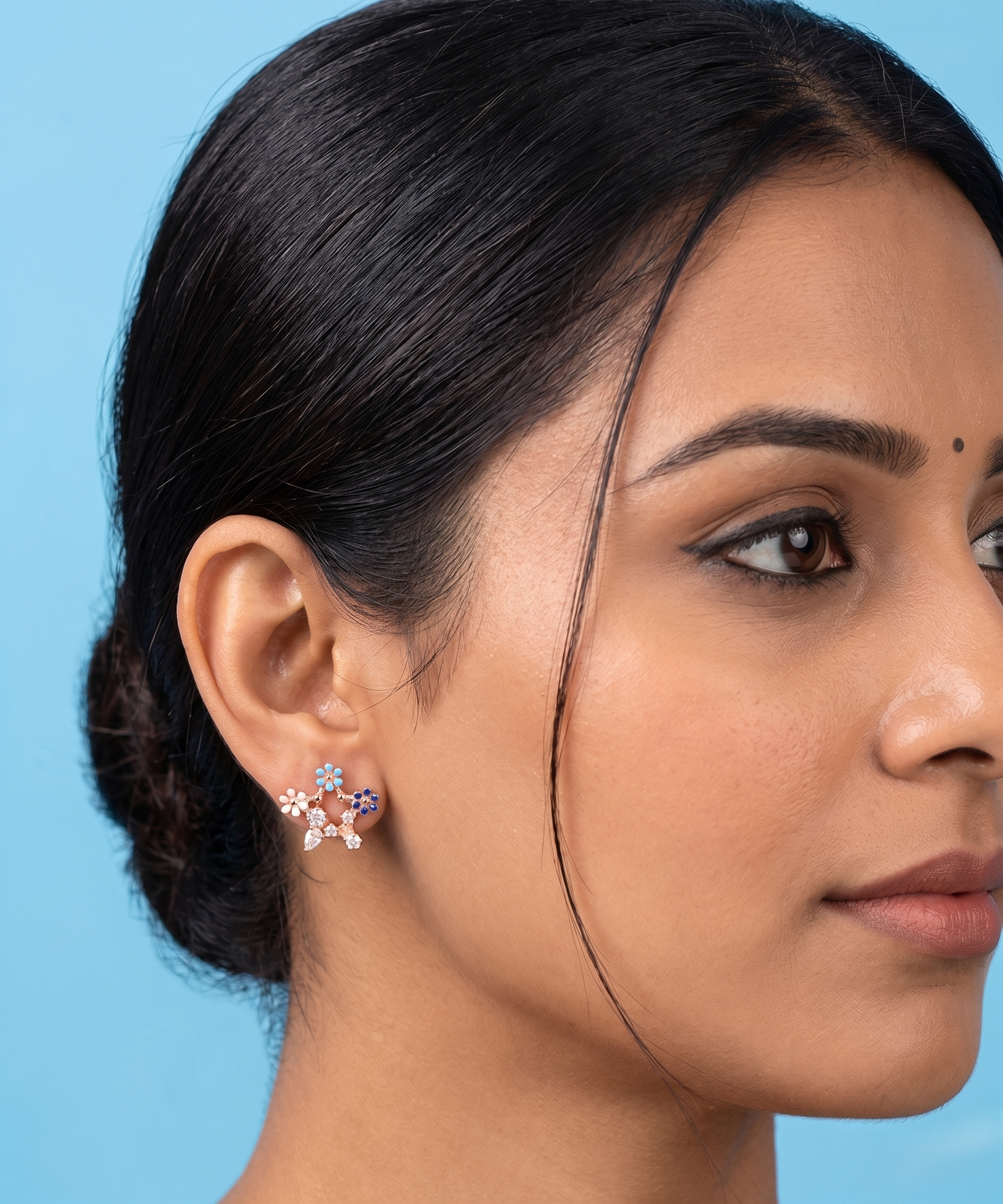 Rose gold star & moon earrings