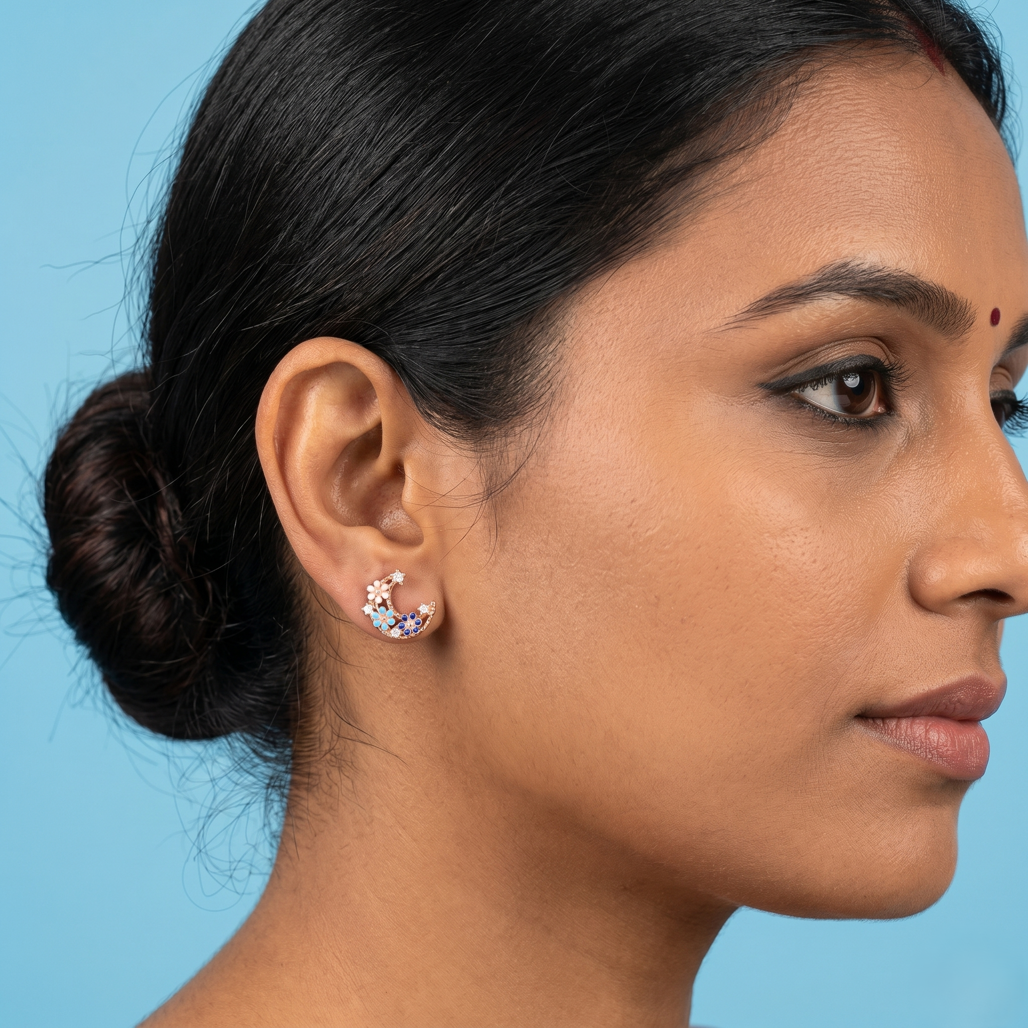 Rose gold star & moon earrings