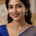 Diamond Necklace Design in Silver