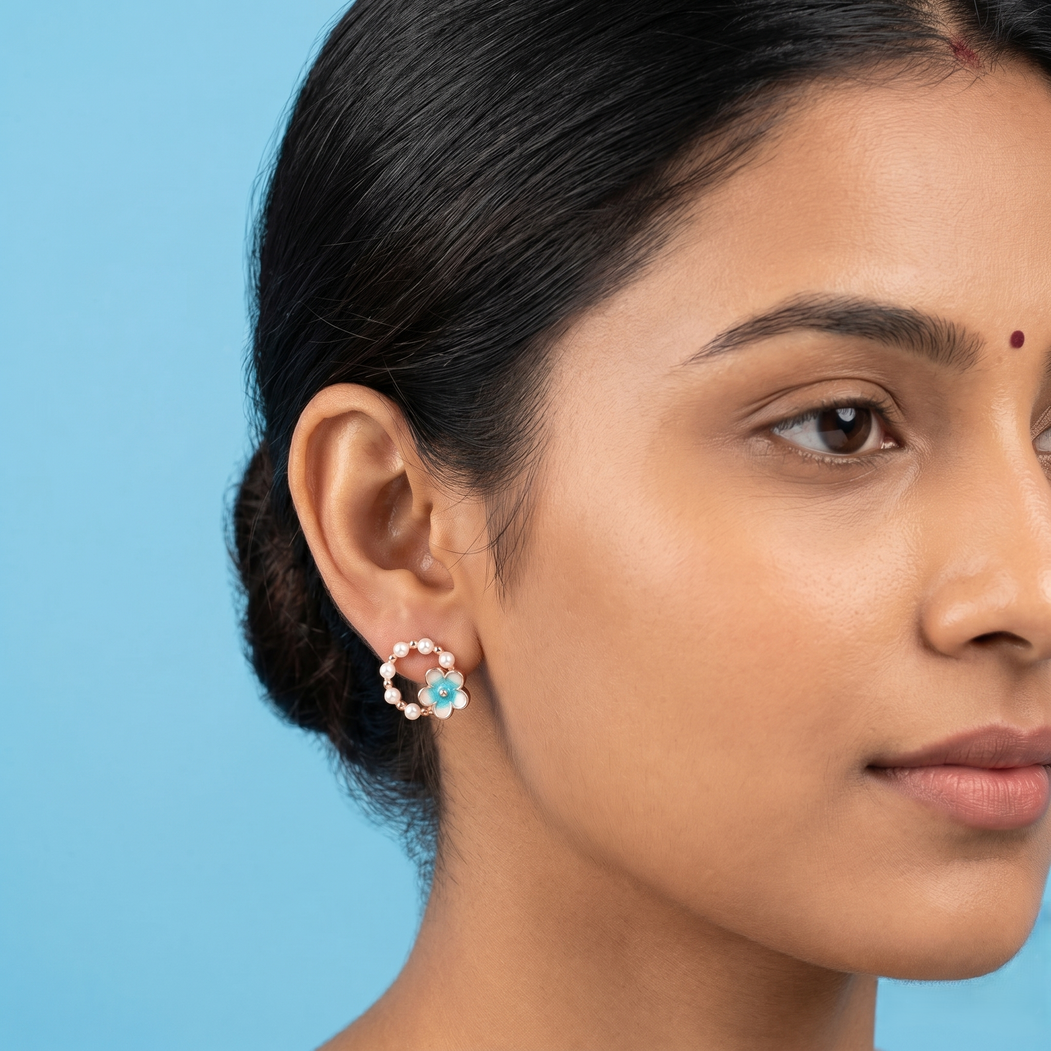 Rose Gold Pearl Earrings with Pear and Round Crystal Halo