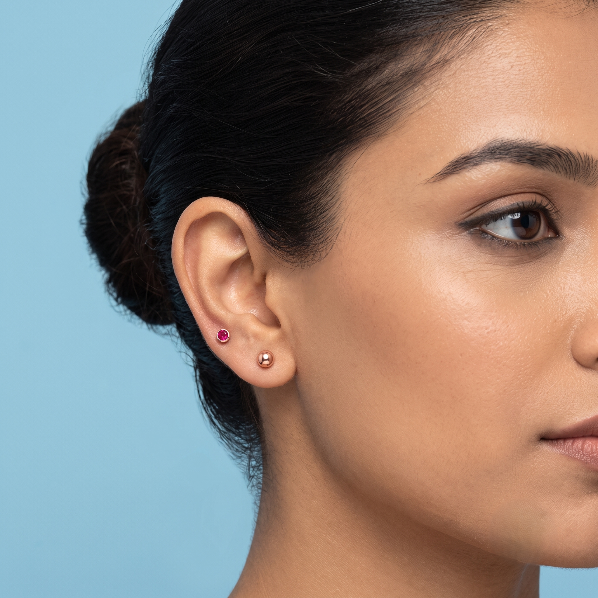 Round Pink Stone Stud