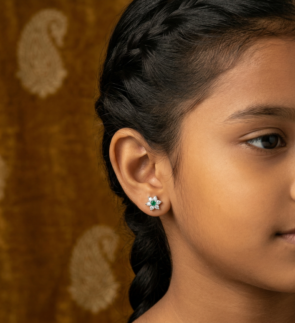 Satdani Green Center Stone Earrings
