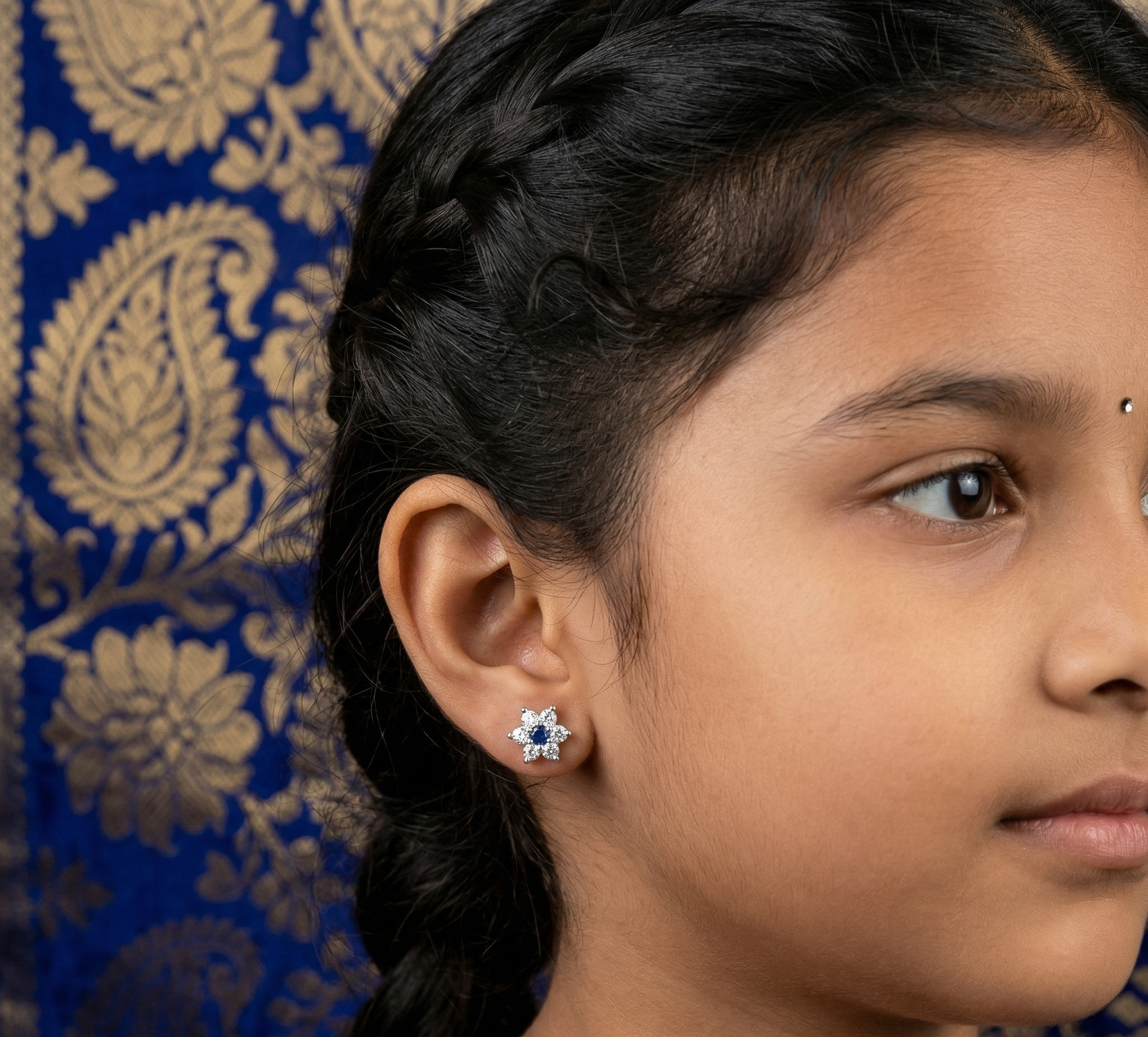 Satdani Blue Center Stone Earrings