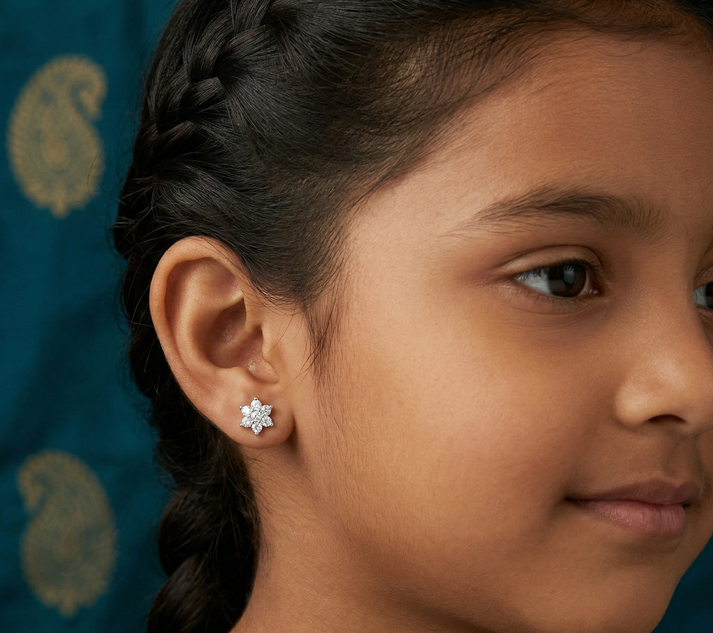 Satdani White Center Stone Earrings