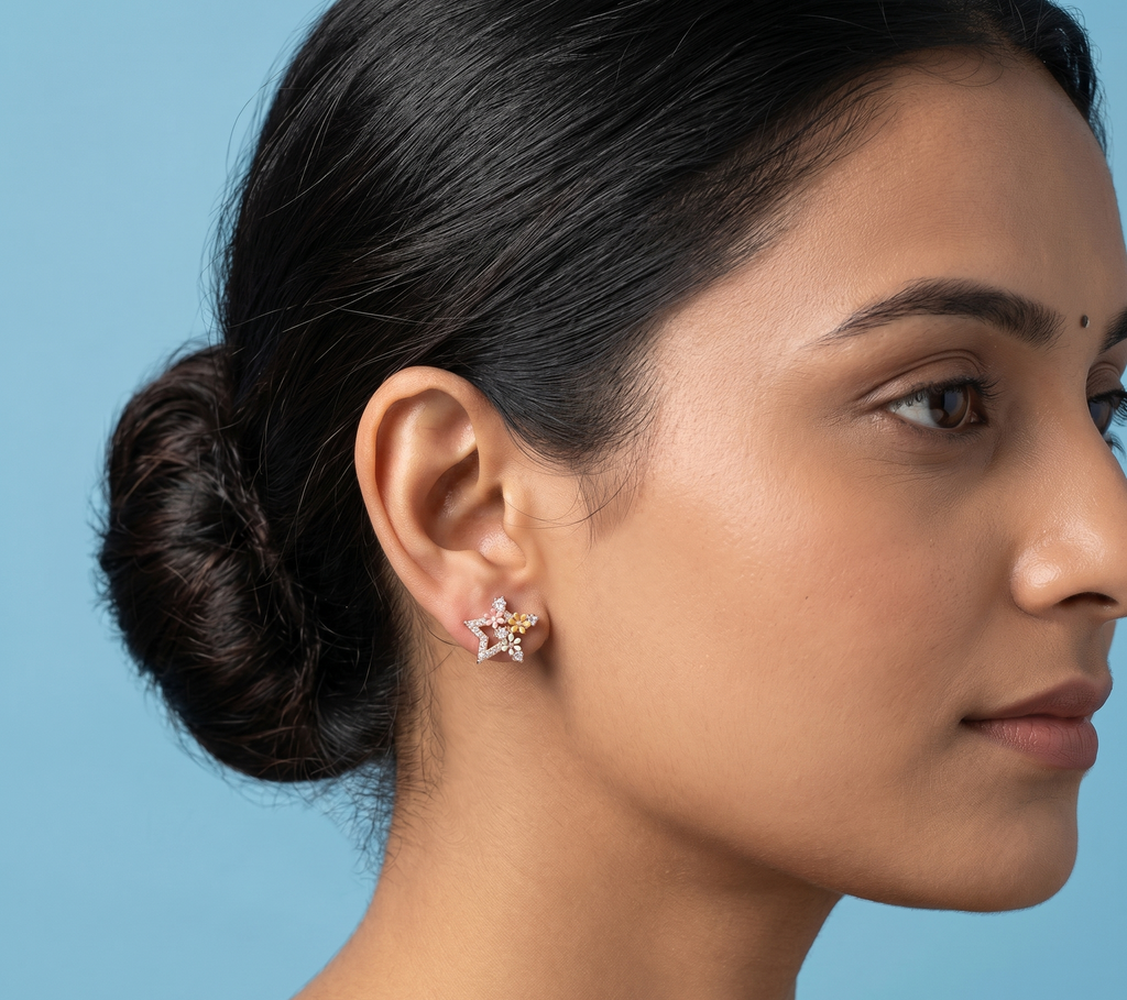 Rose gold star earrings