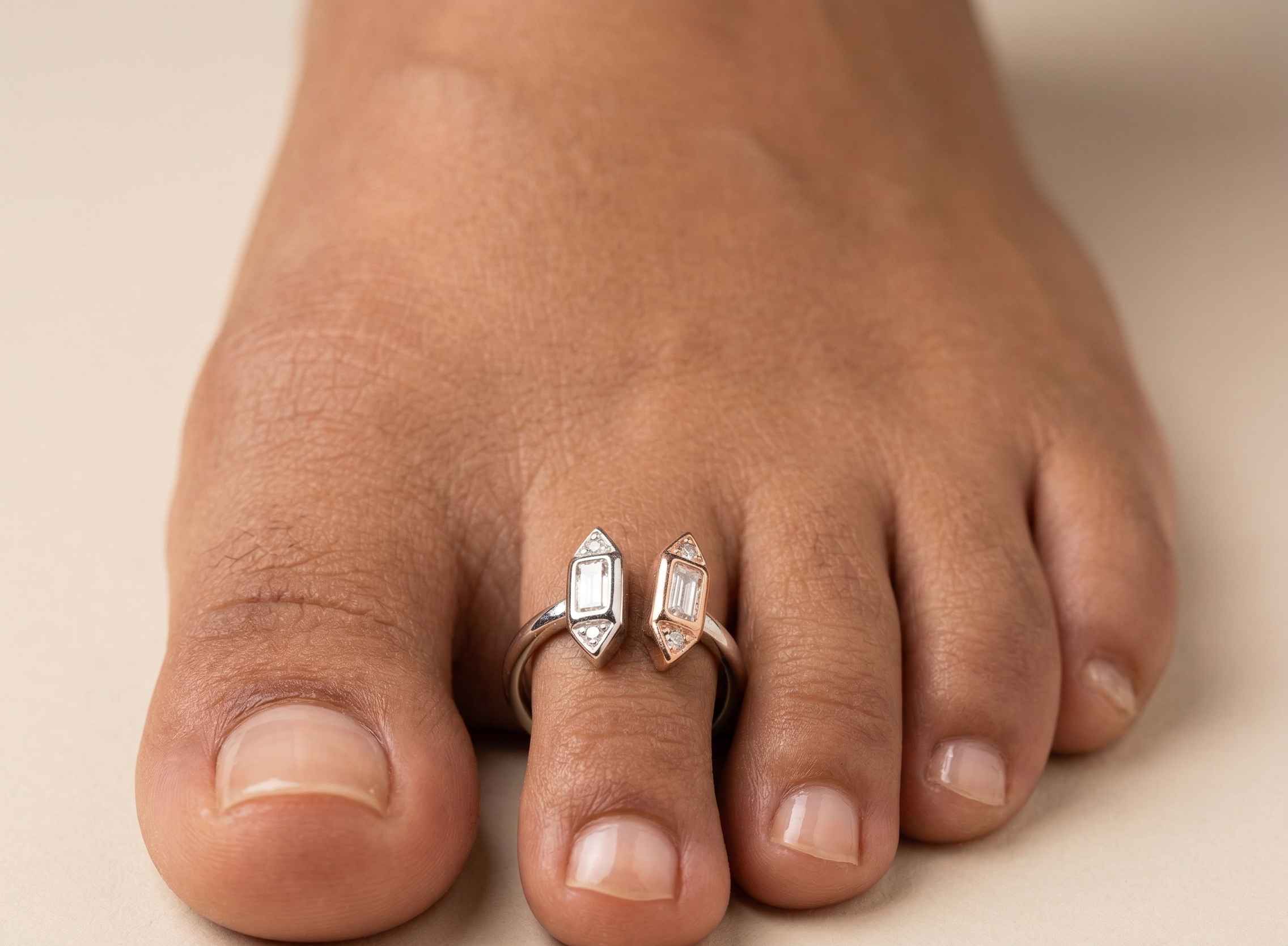 Cut Hexagon Toe Rings