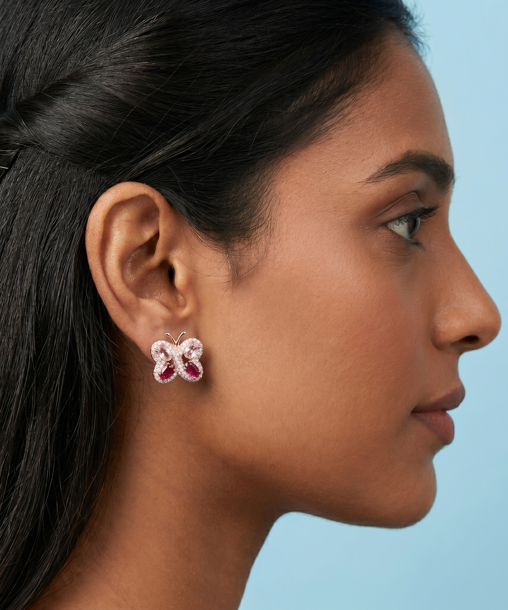 Butterfly rose gold earrings