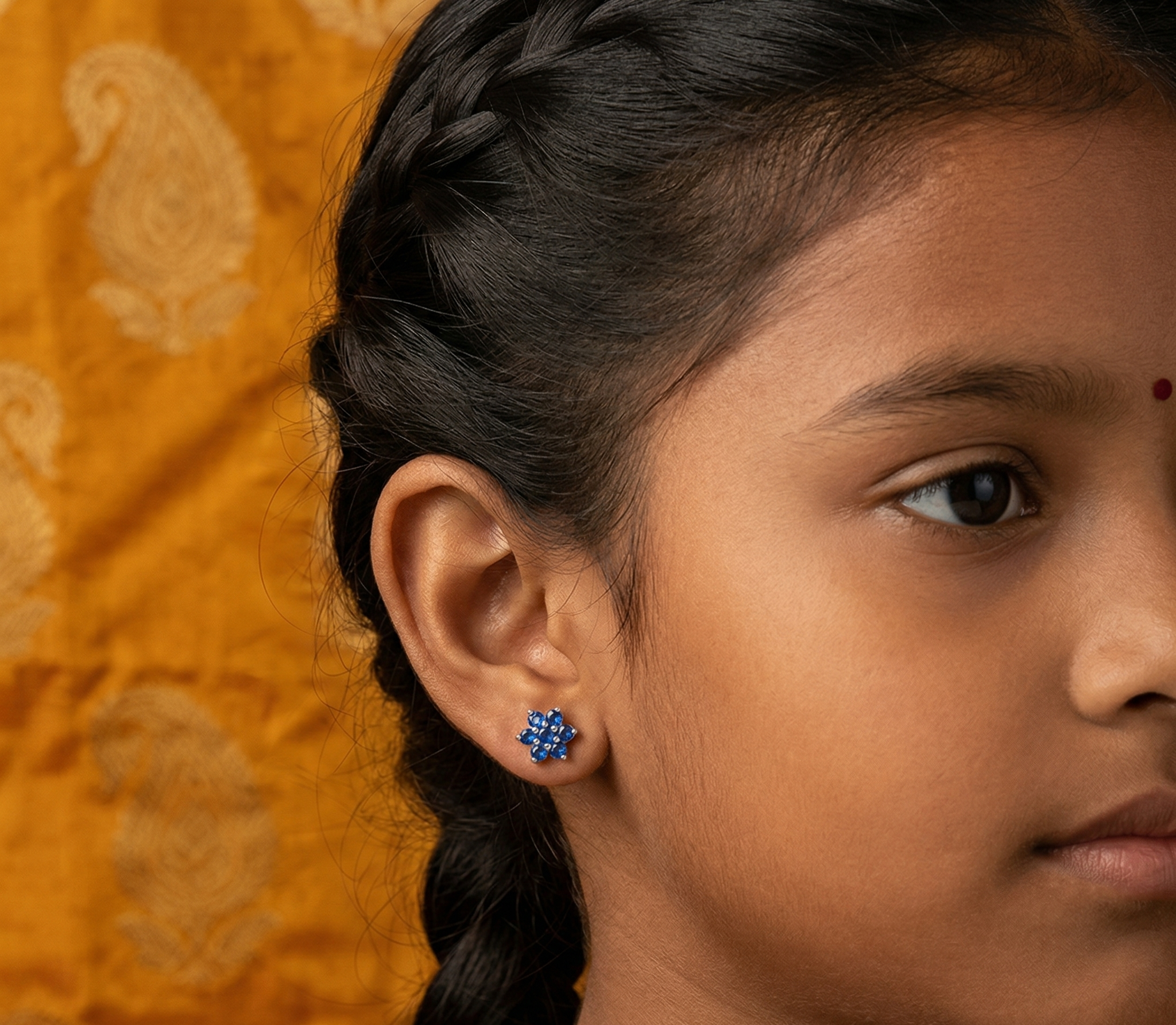 Satdani Blue Center Stone Earrings