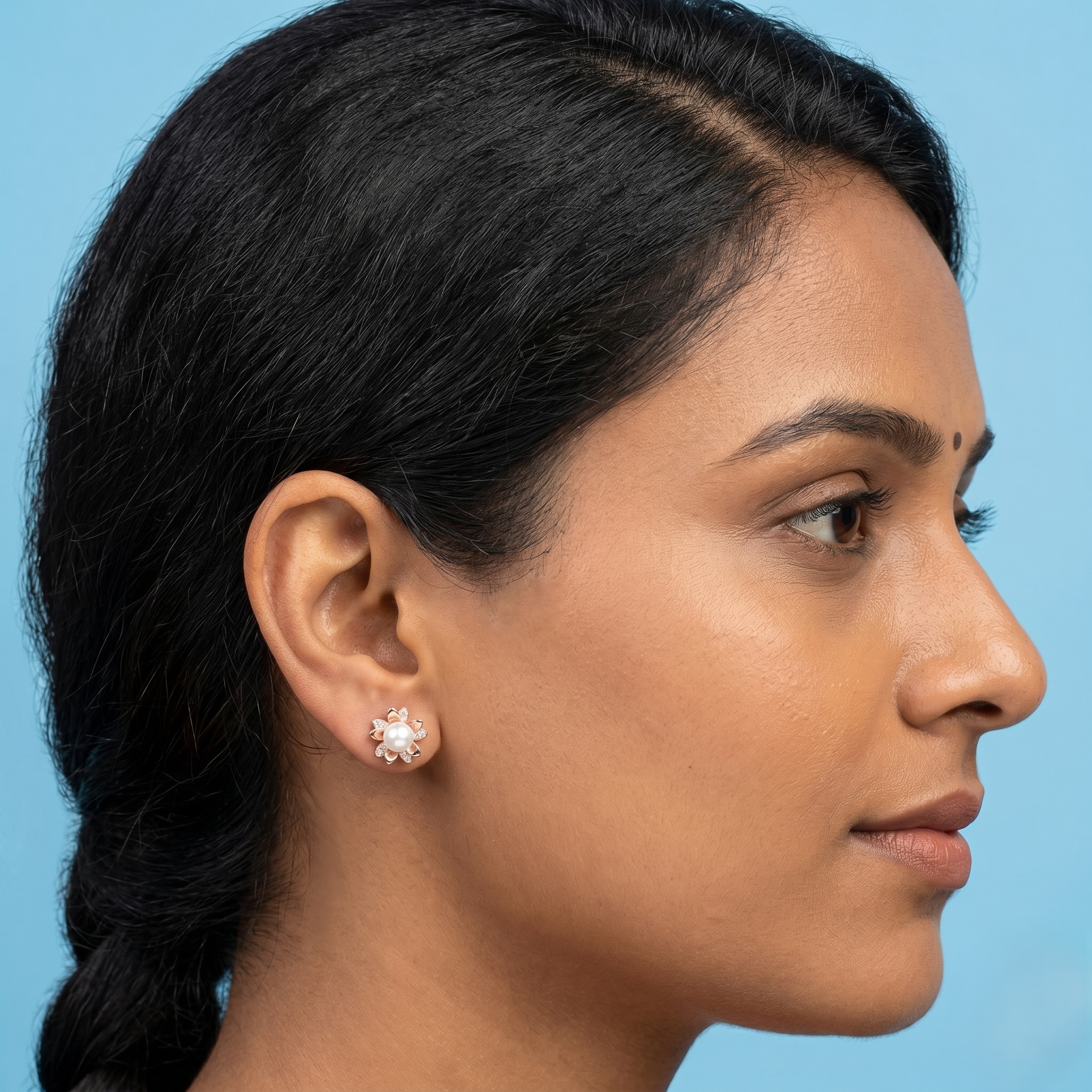 Rose gold Pearl Flower Earrings