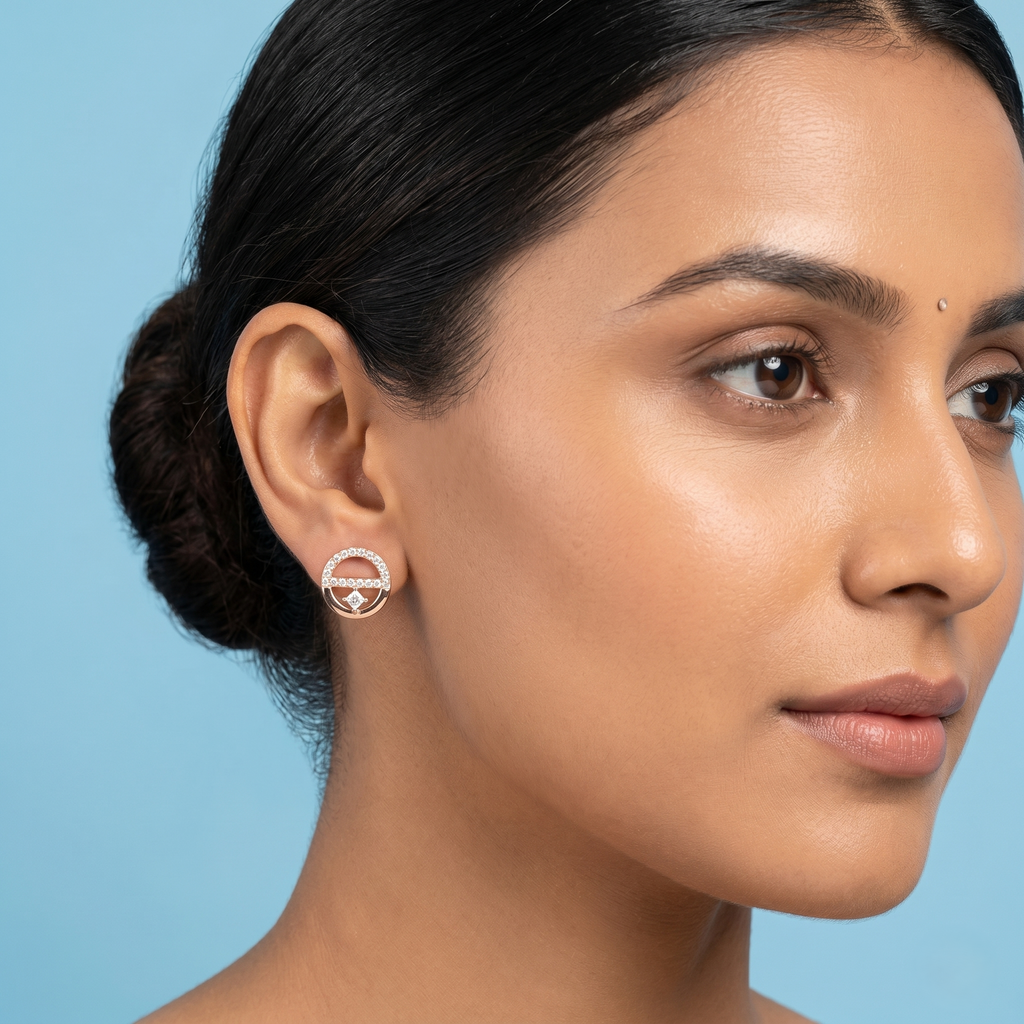 Rose Gold Geometric Open-Circle earrings