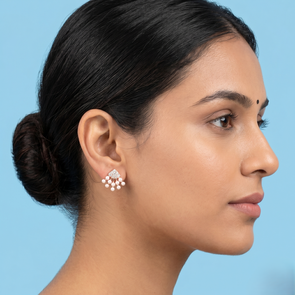 Rose gold Pearl Spray Earrings