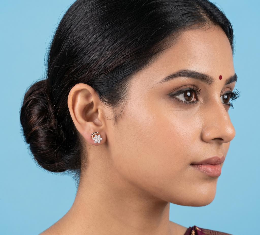 Rose gold star shape earrings