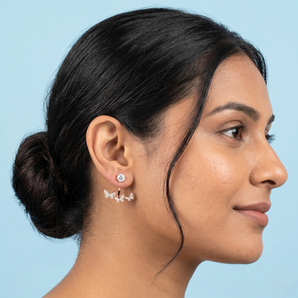 Rose gold Butterfly hanging earrings