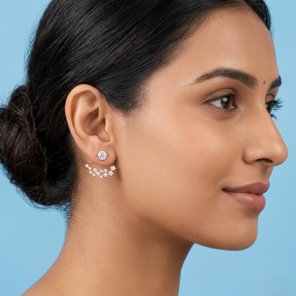 Rose Gold Curved Crawler earrings