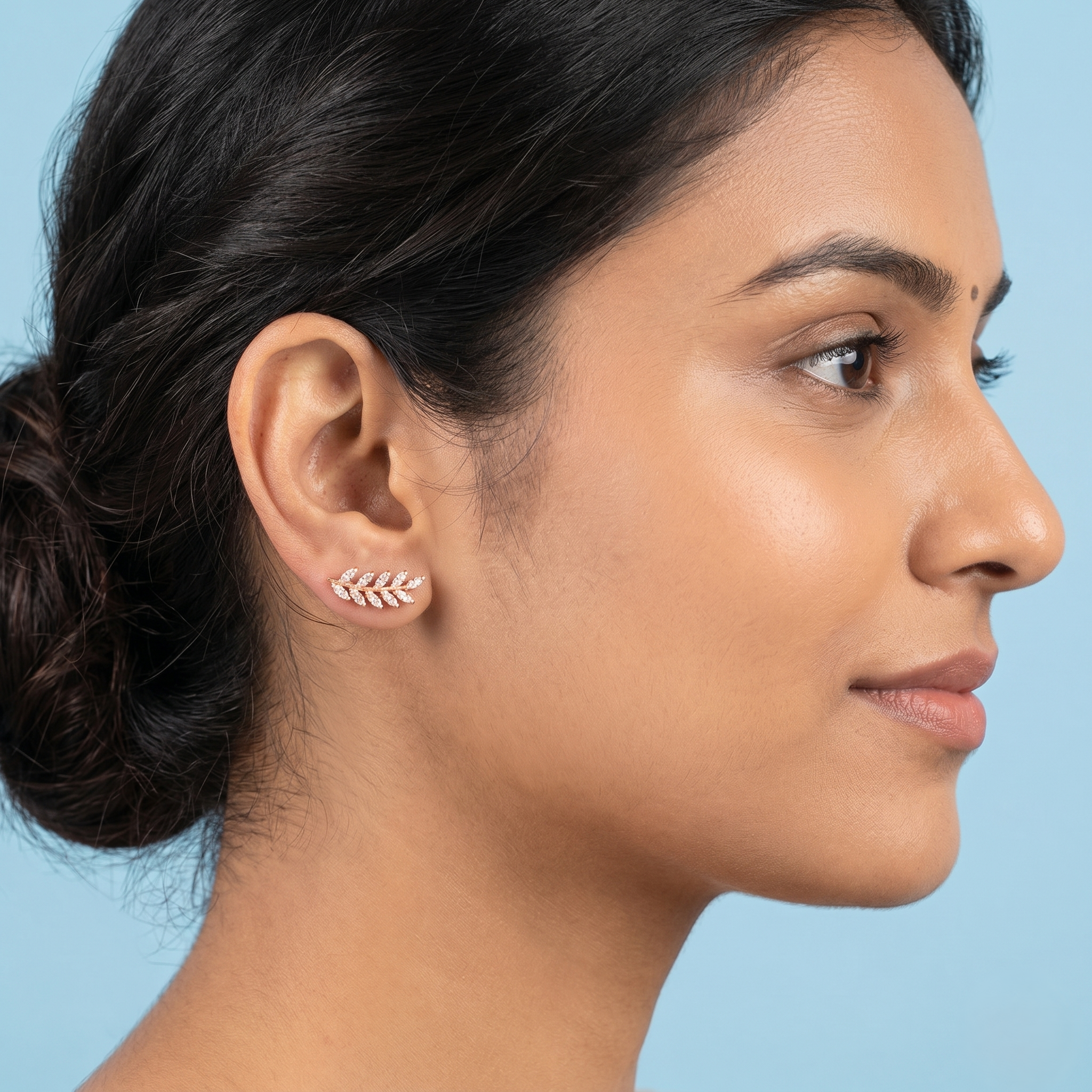 Rose gold leaf earrings