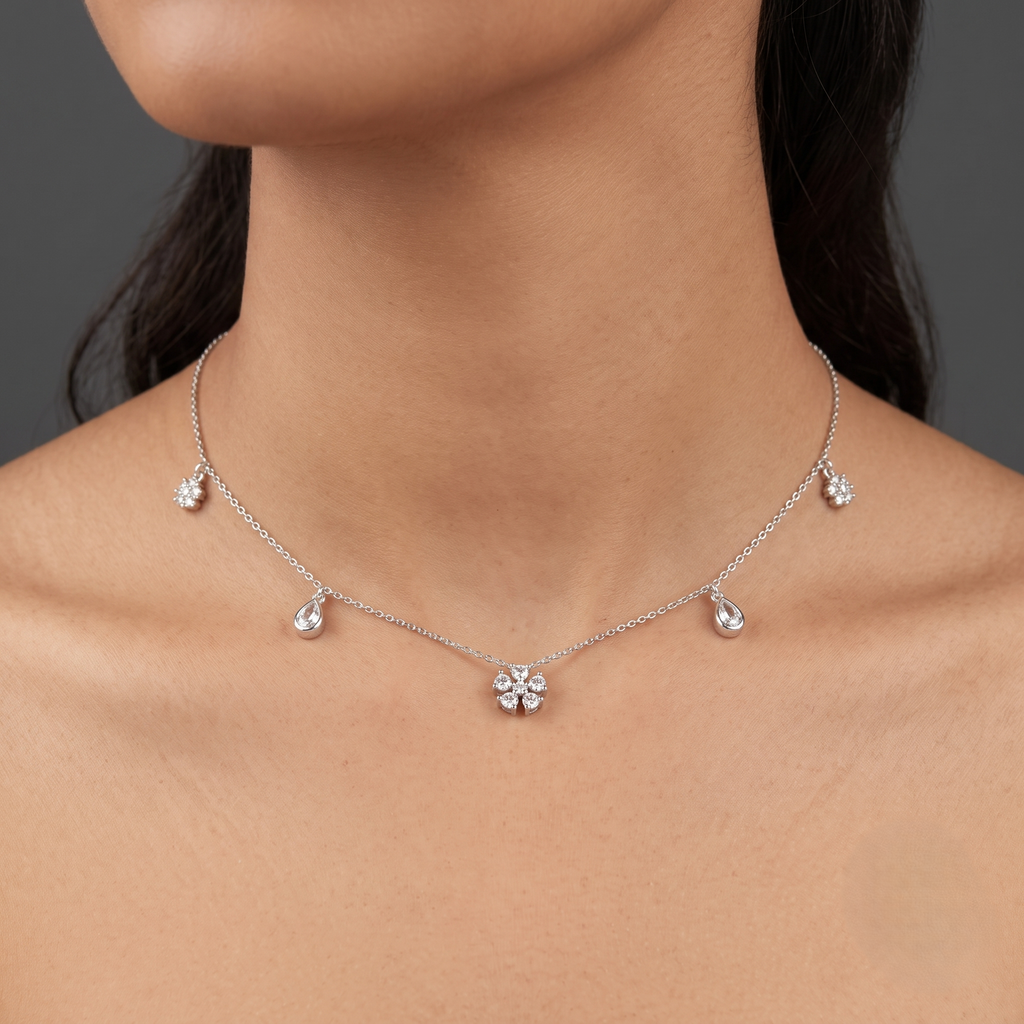 Flower and Tear drop chain