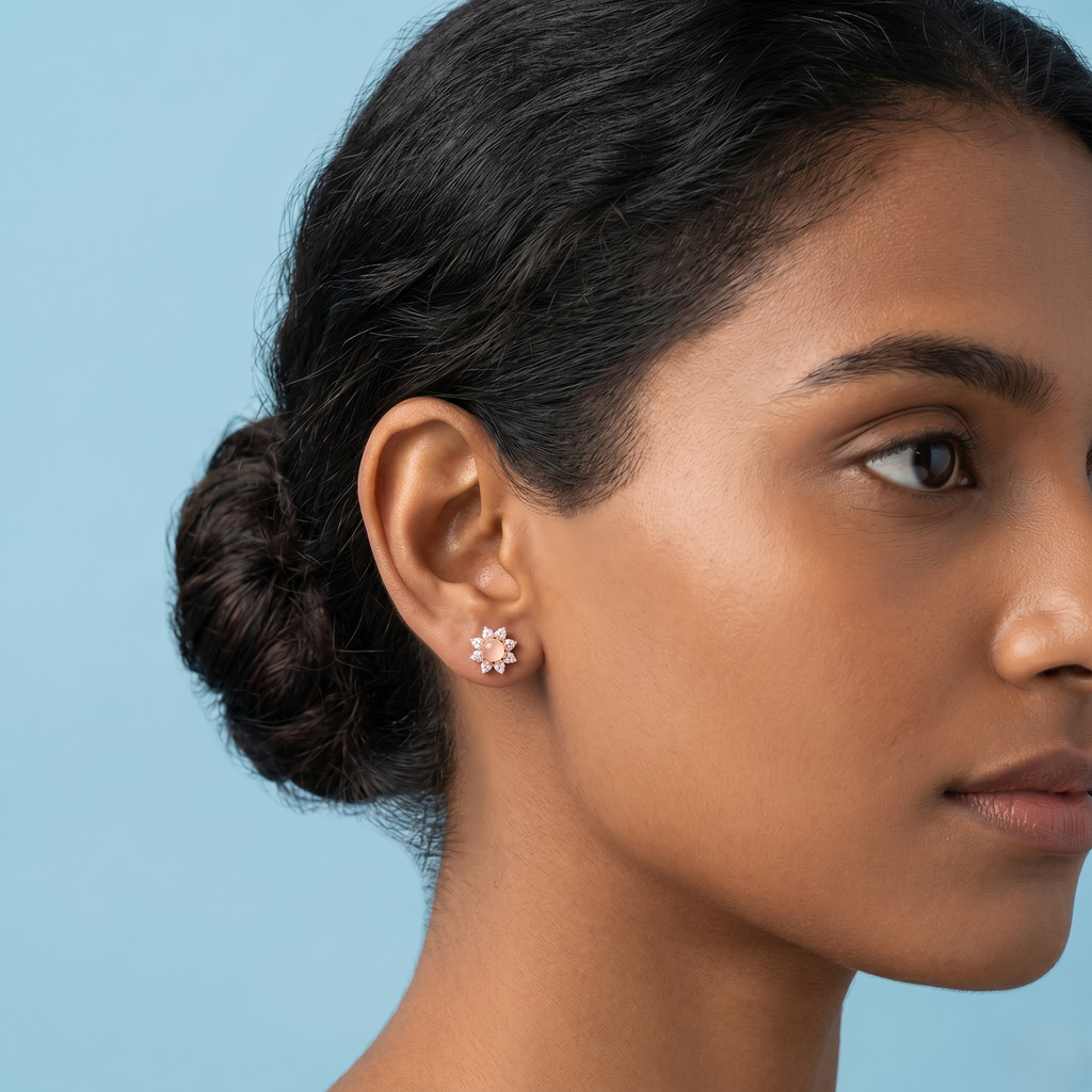 Rose Gold Flower Stud Earrings