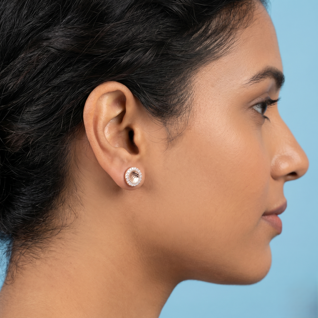 Rose gold circle shape earrings