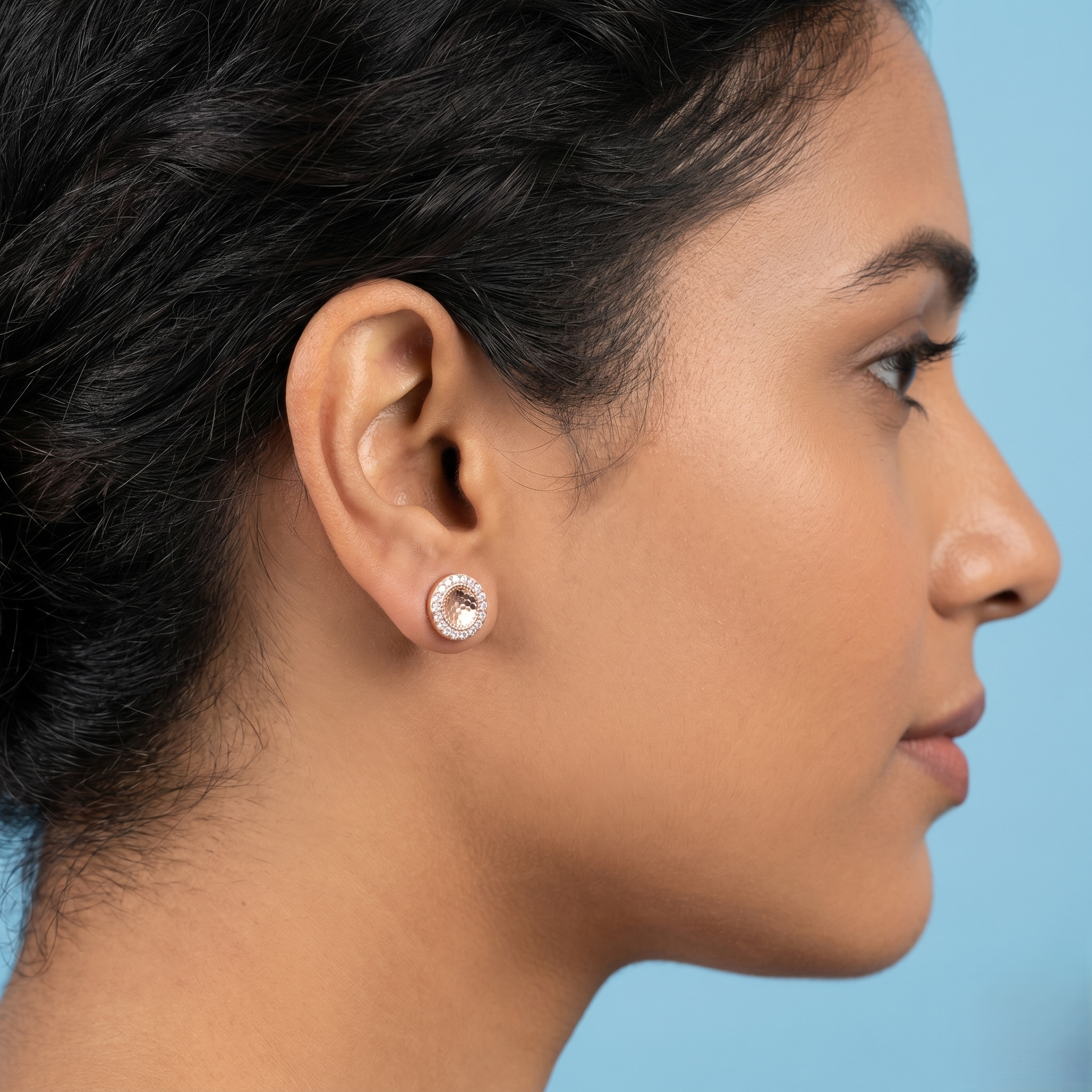 Rose gold circle shape earrings