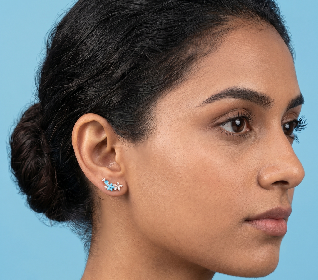 Rose gold flower earrings