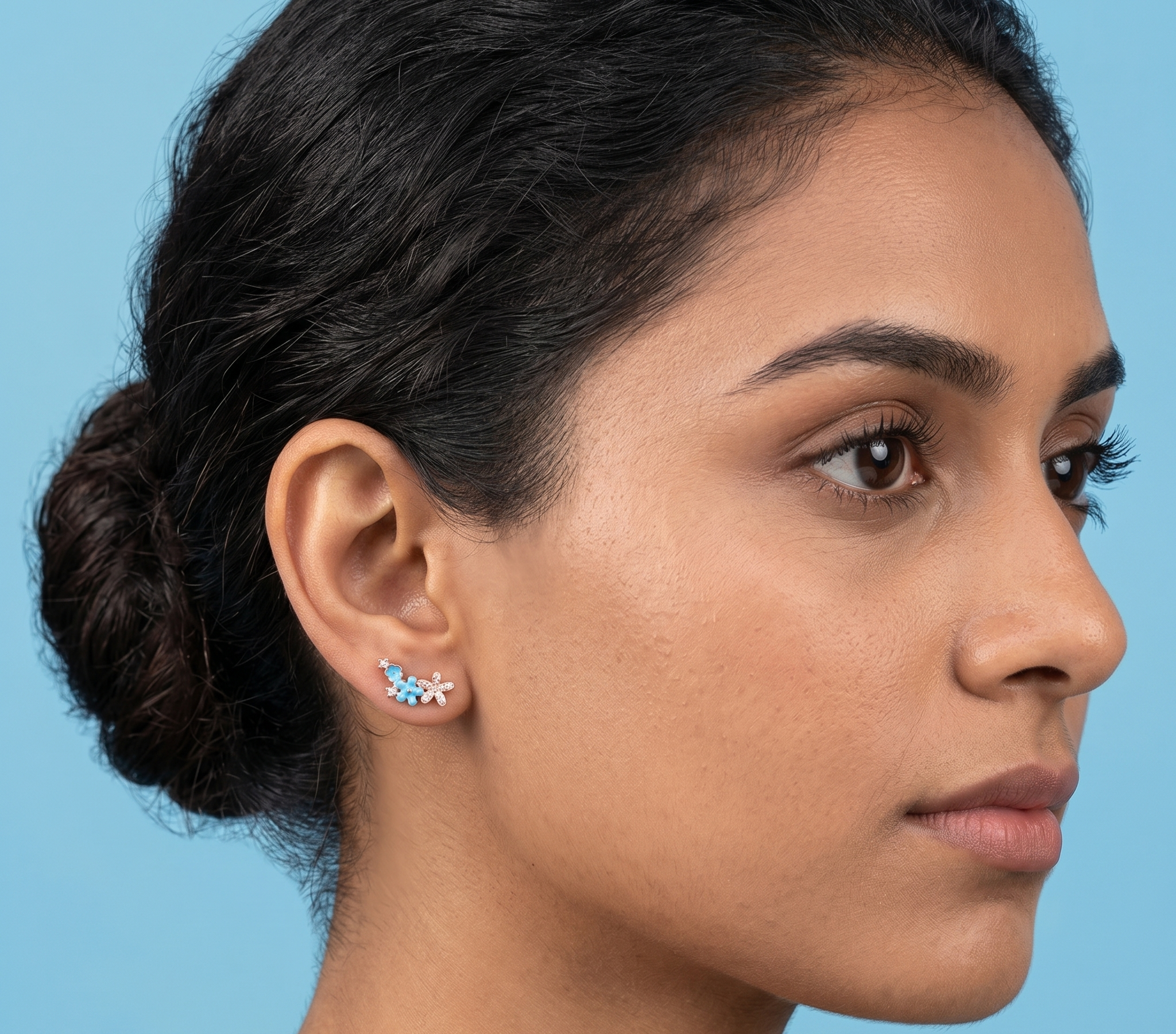 Rose gold flower earrings