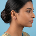 Rose gold open circle with hanging heart earrings
