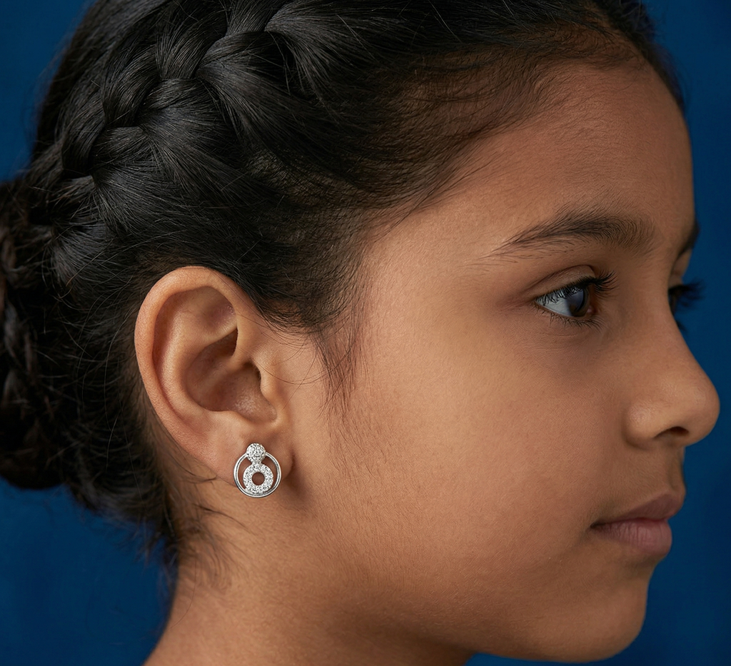 Circle White Stone Earrings