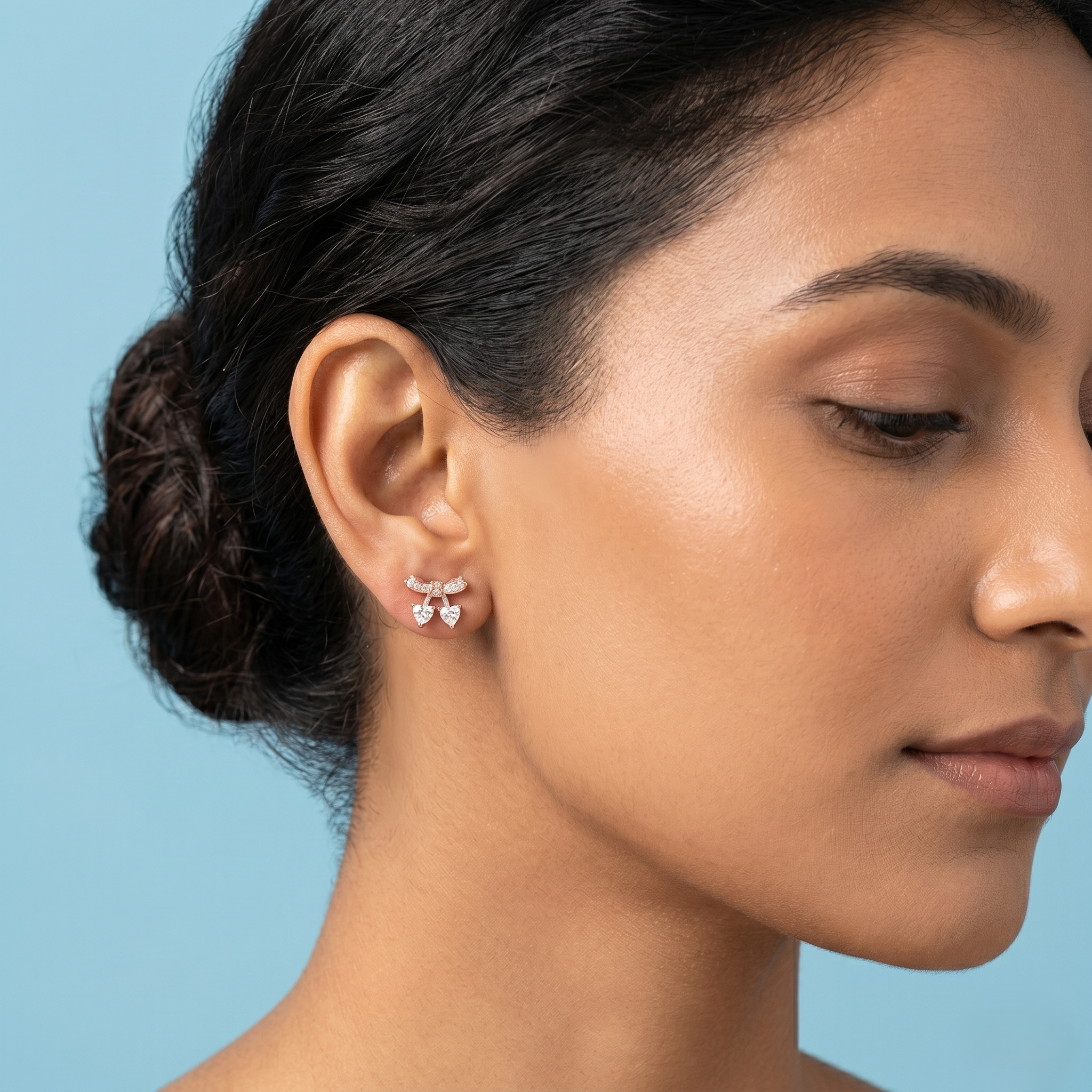 Rose gold Twin Heart Earrings