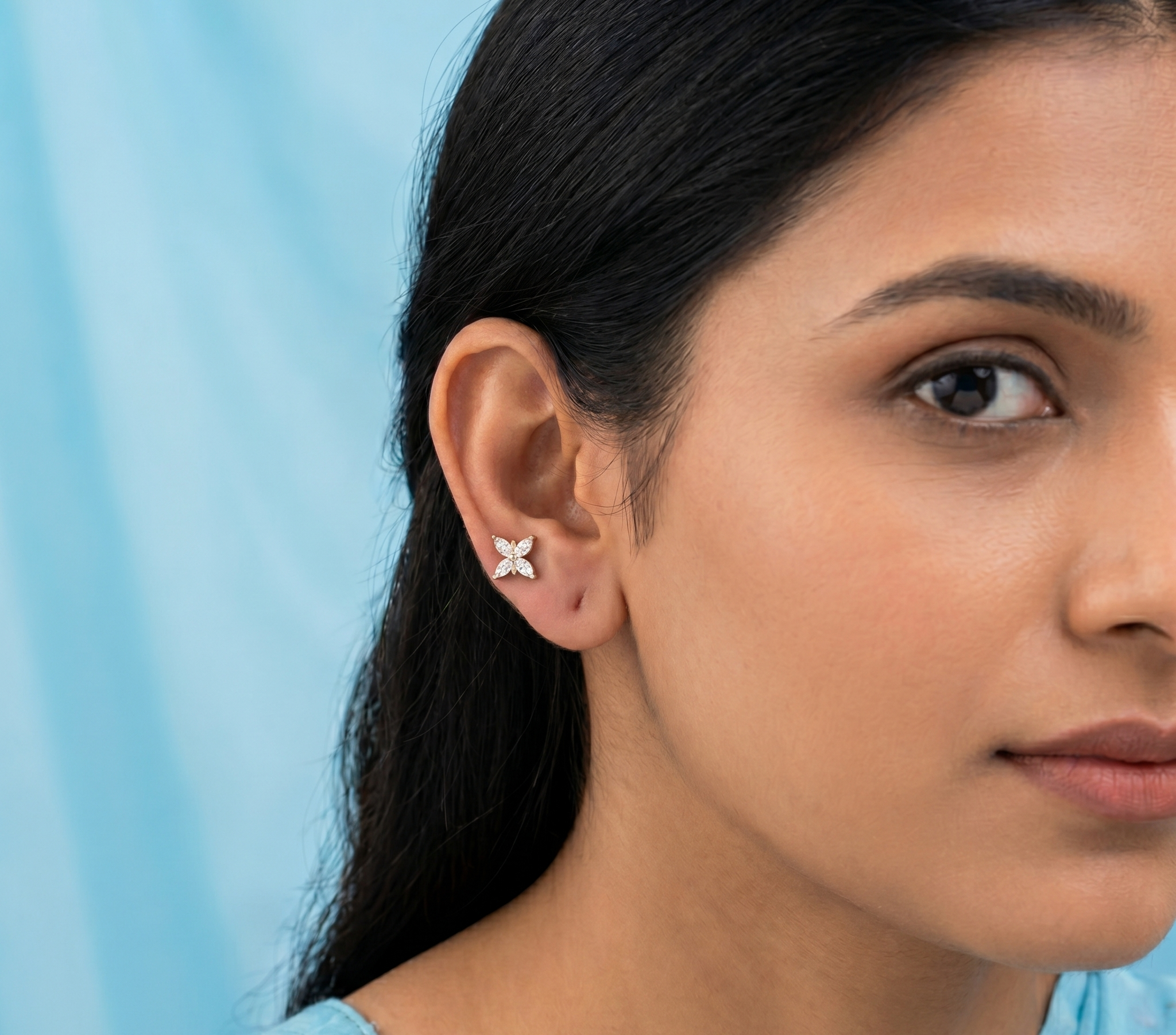 Rose gold Butterfly second stud