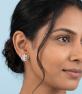 Lotus Leaf Crystal Stud Earrings