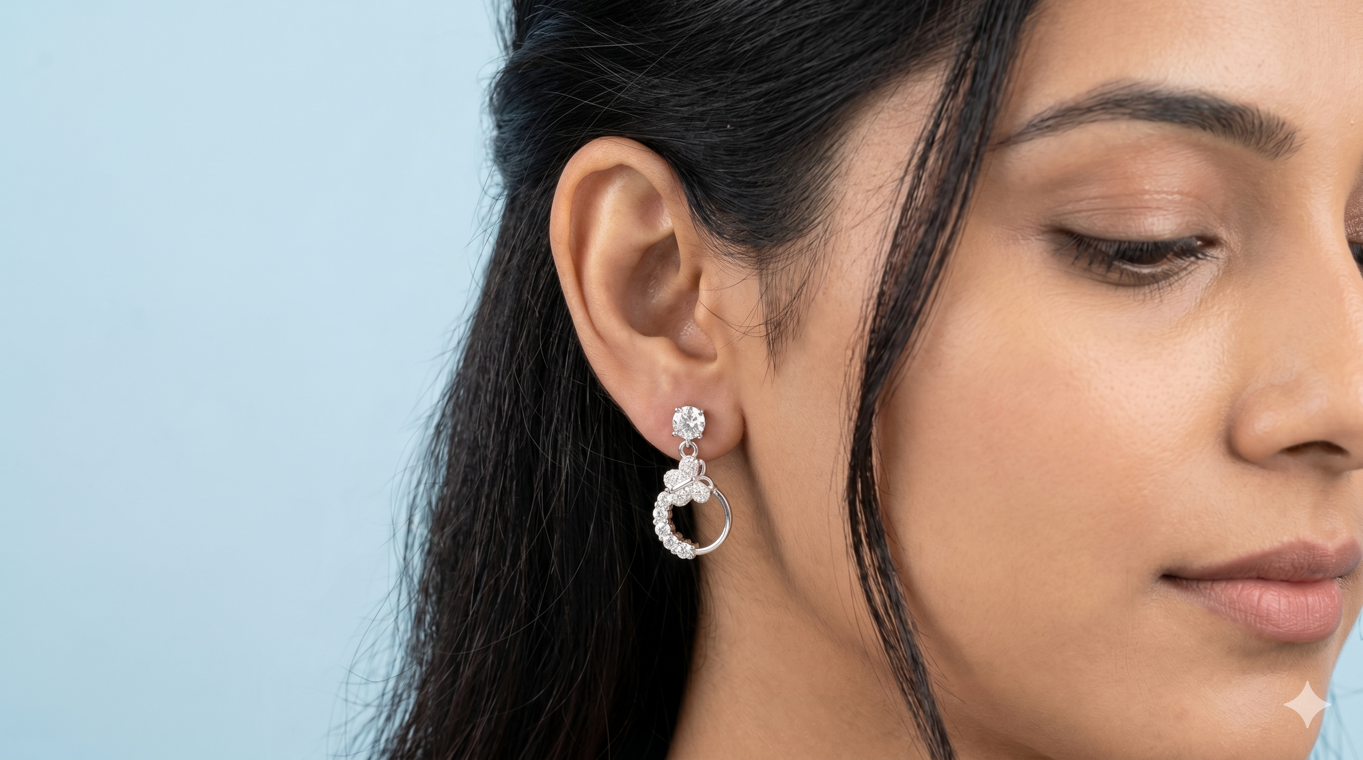 Butterfly with circle hanging Earrings