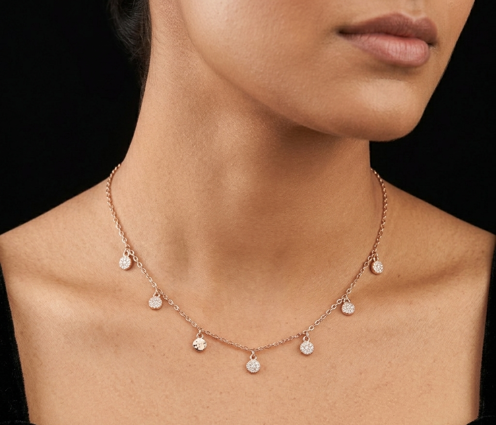The Multi-Disk rose gold chain pendant