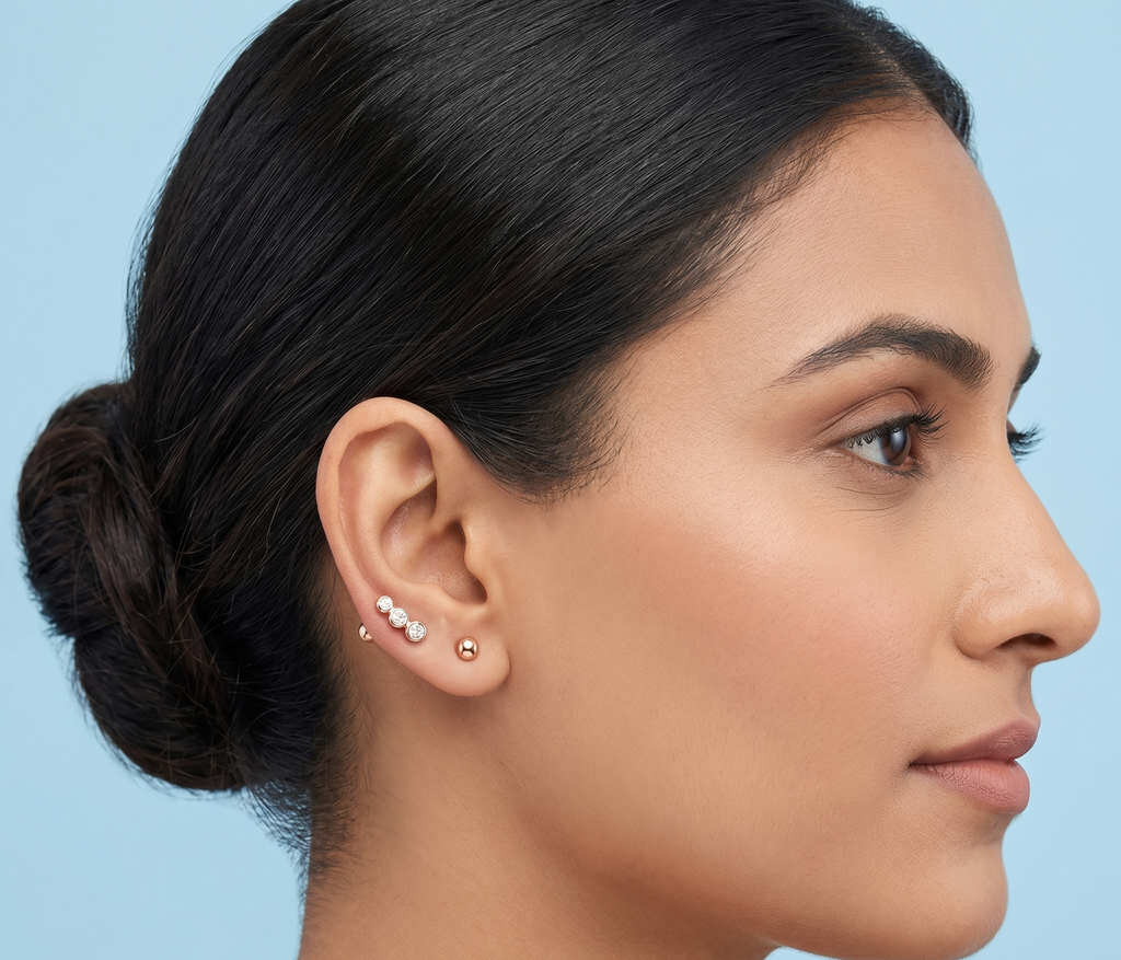 Rosegold 3 Stone Second Stud