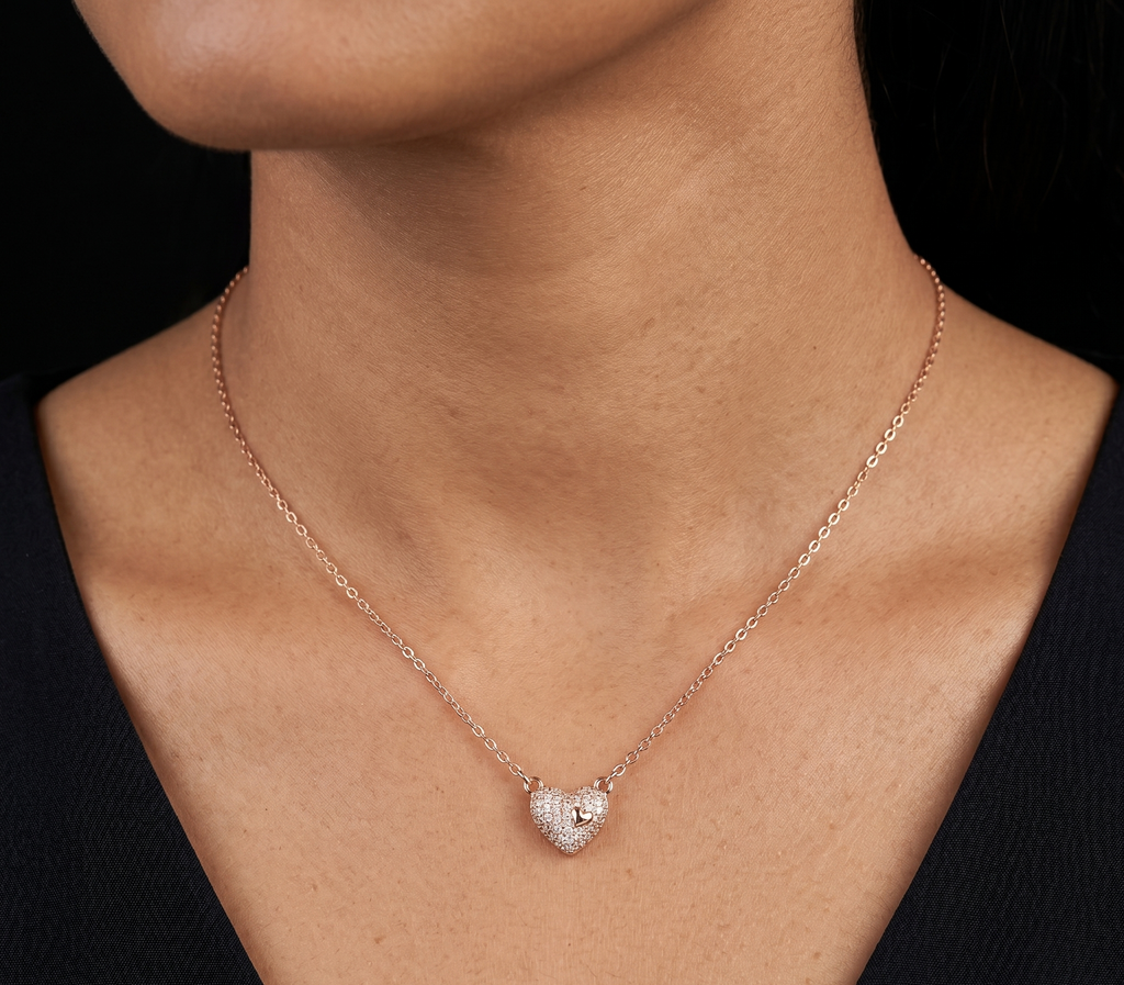 Heart rose gold chain pendant