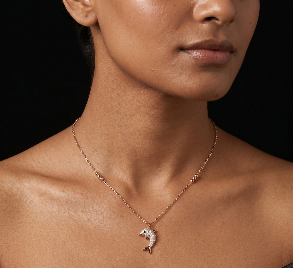 Dolphin rose gold chain pendant