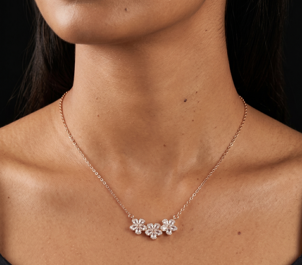 Flower rose gold chain pendant