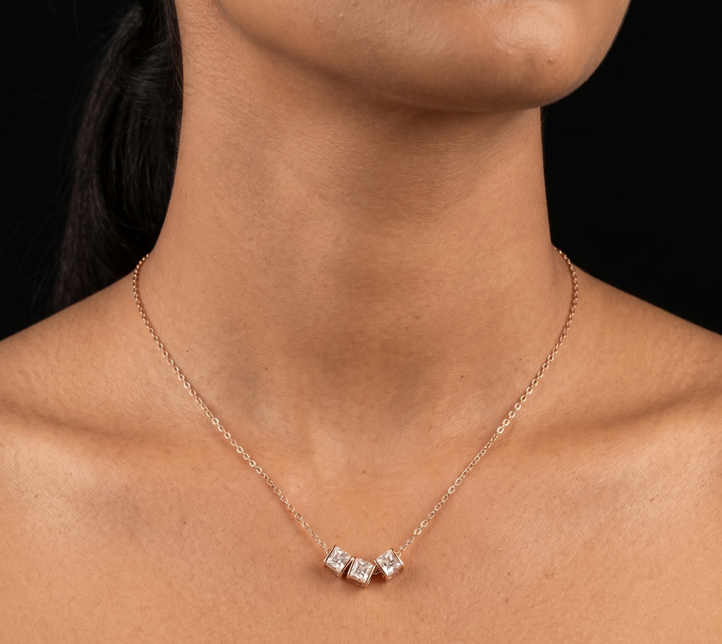 Cubic rose gold chain pendant