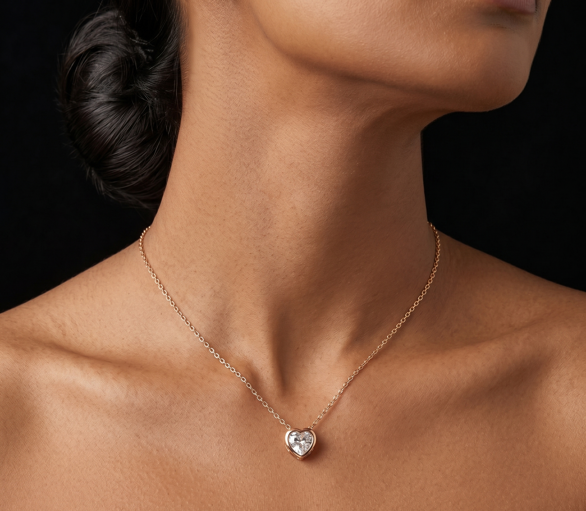 Heart rose gold chain pendant