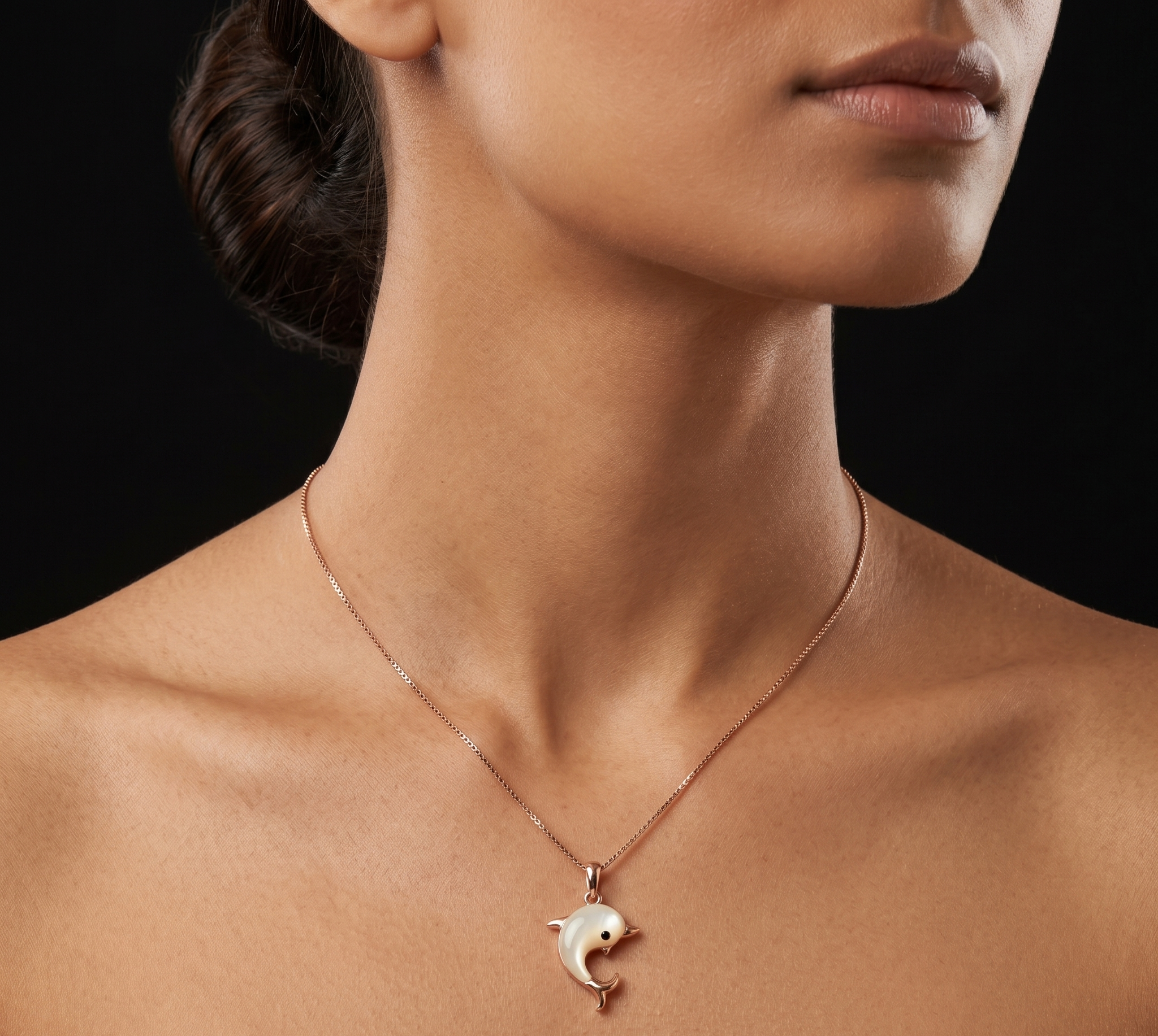 Dolphin rose gold chain pendant