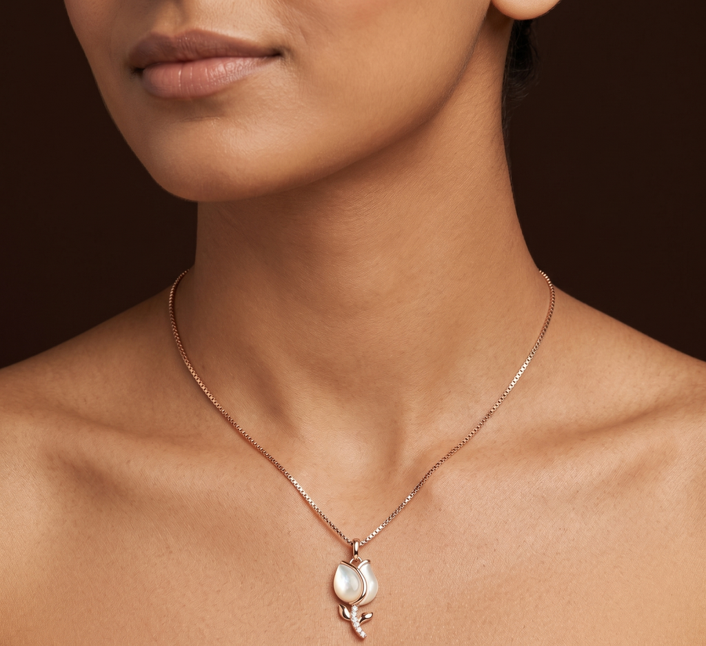 Lotus rose gold chain pendant