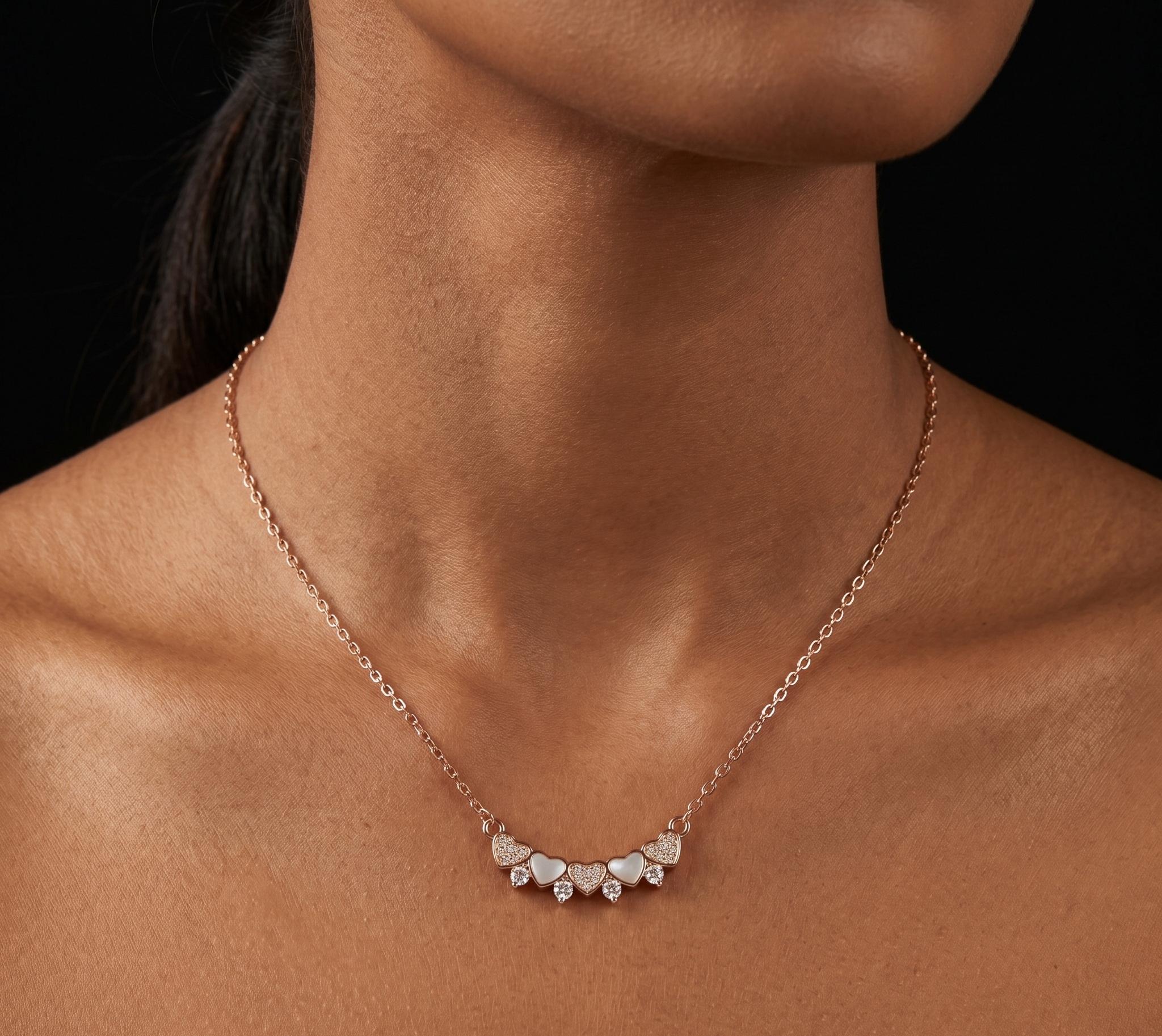 Multi Heart rose gold chain pendant