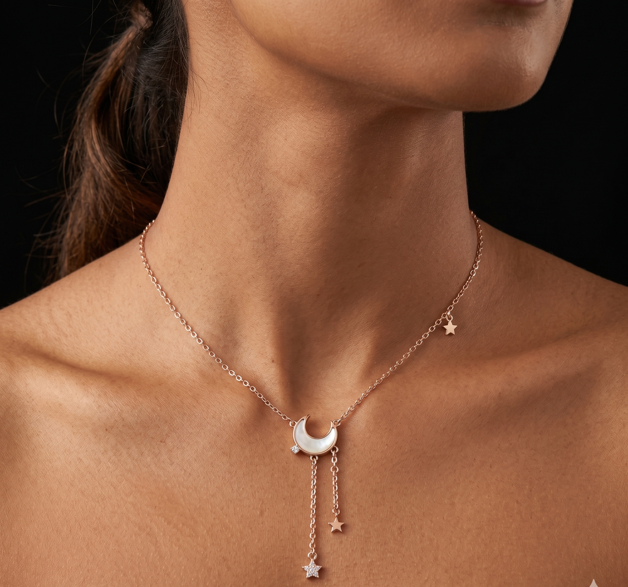 Half moon & star chain pendant