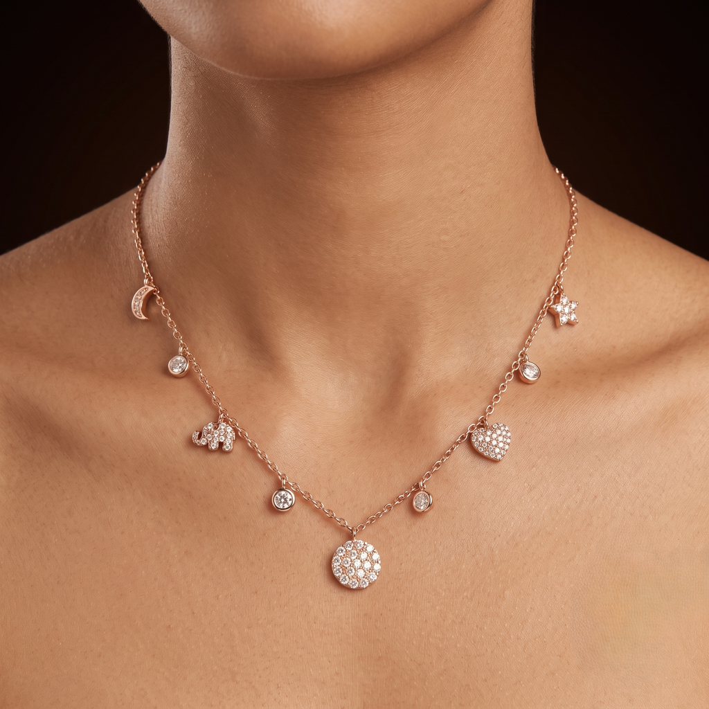 Moon, star elephant charm