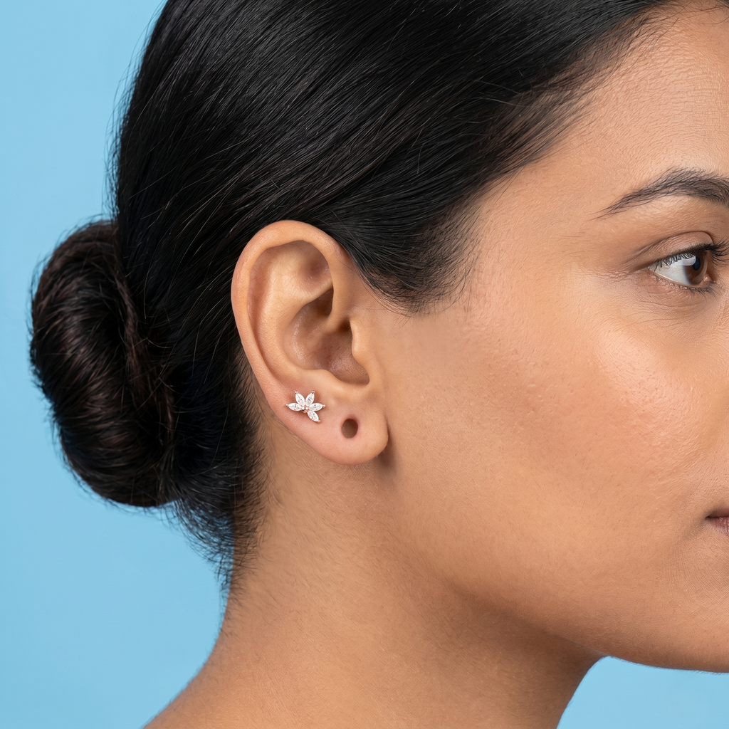 Rosegold Leaf Second stud