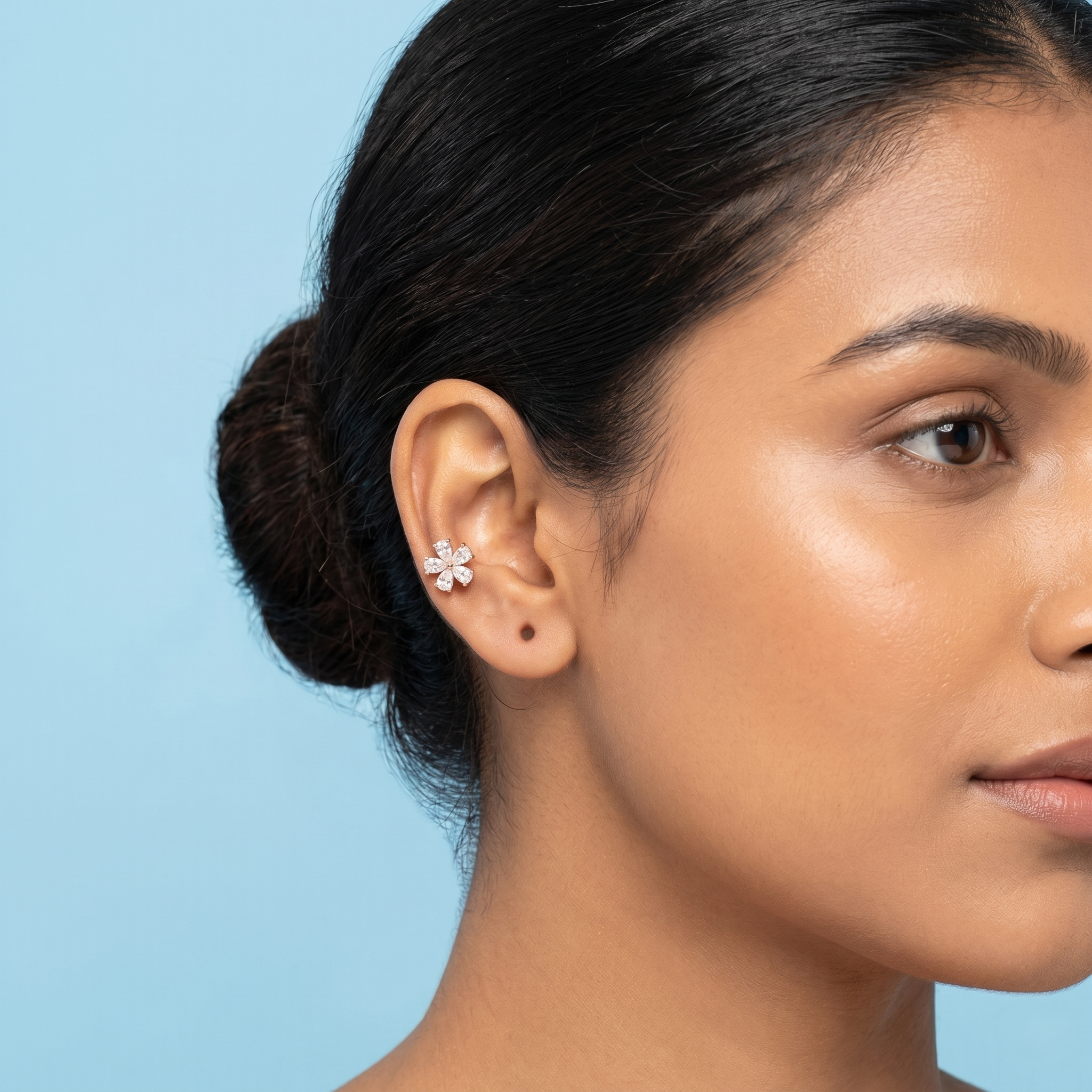 Rose gold Flower second stud