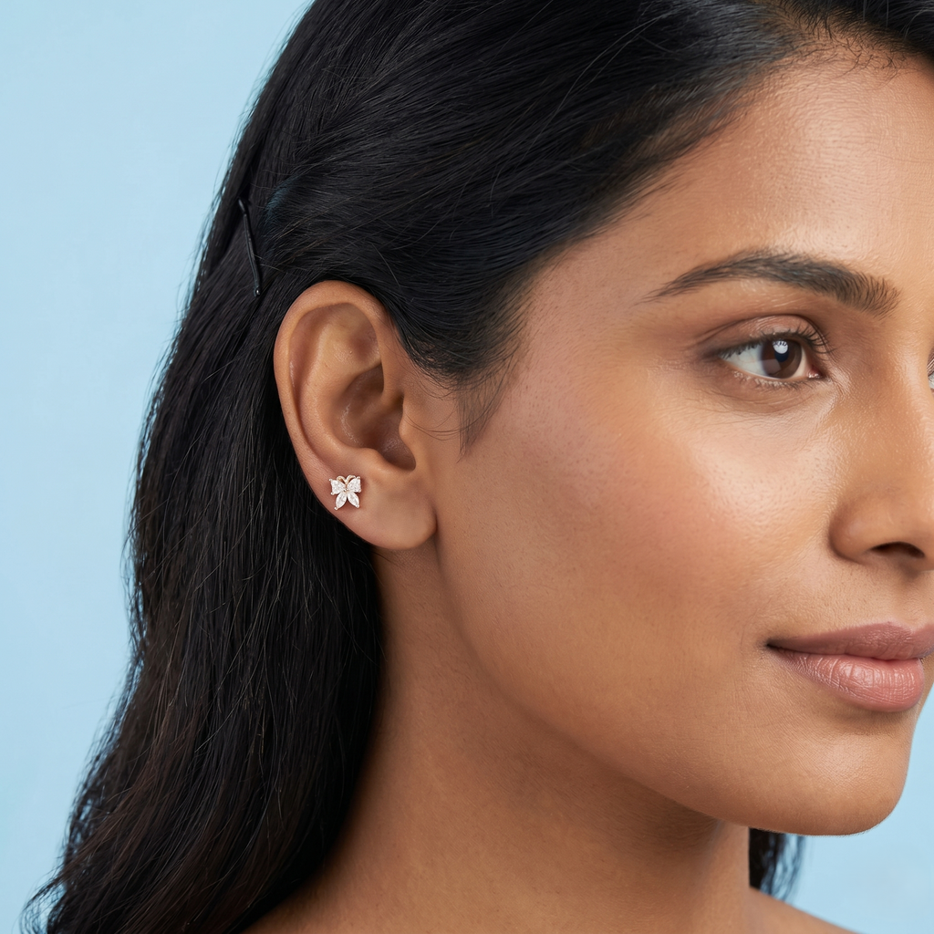 Rose gold Butterfly second stud