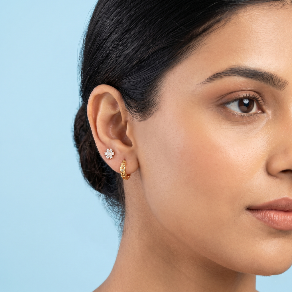 Rosegold Flower Second Stud