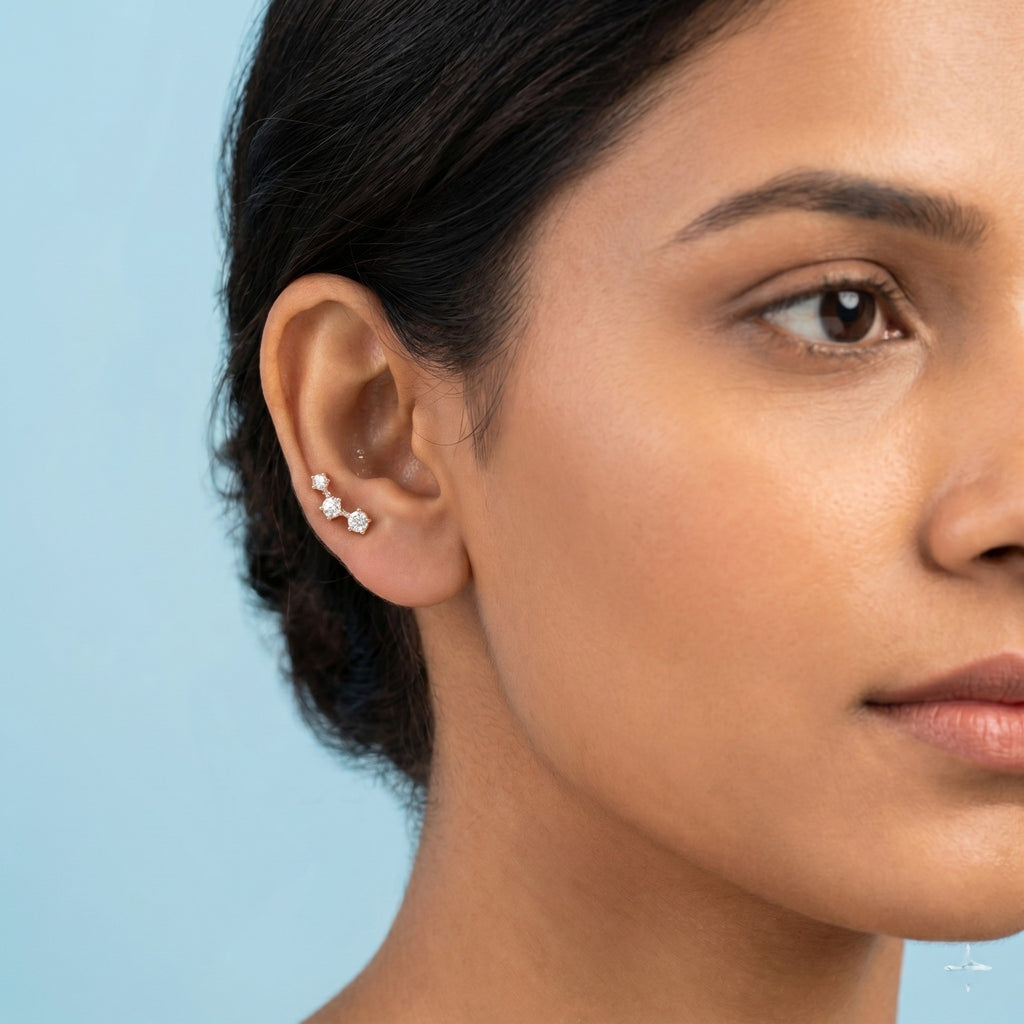Rosegold Three Stone Second Stud