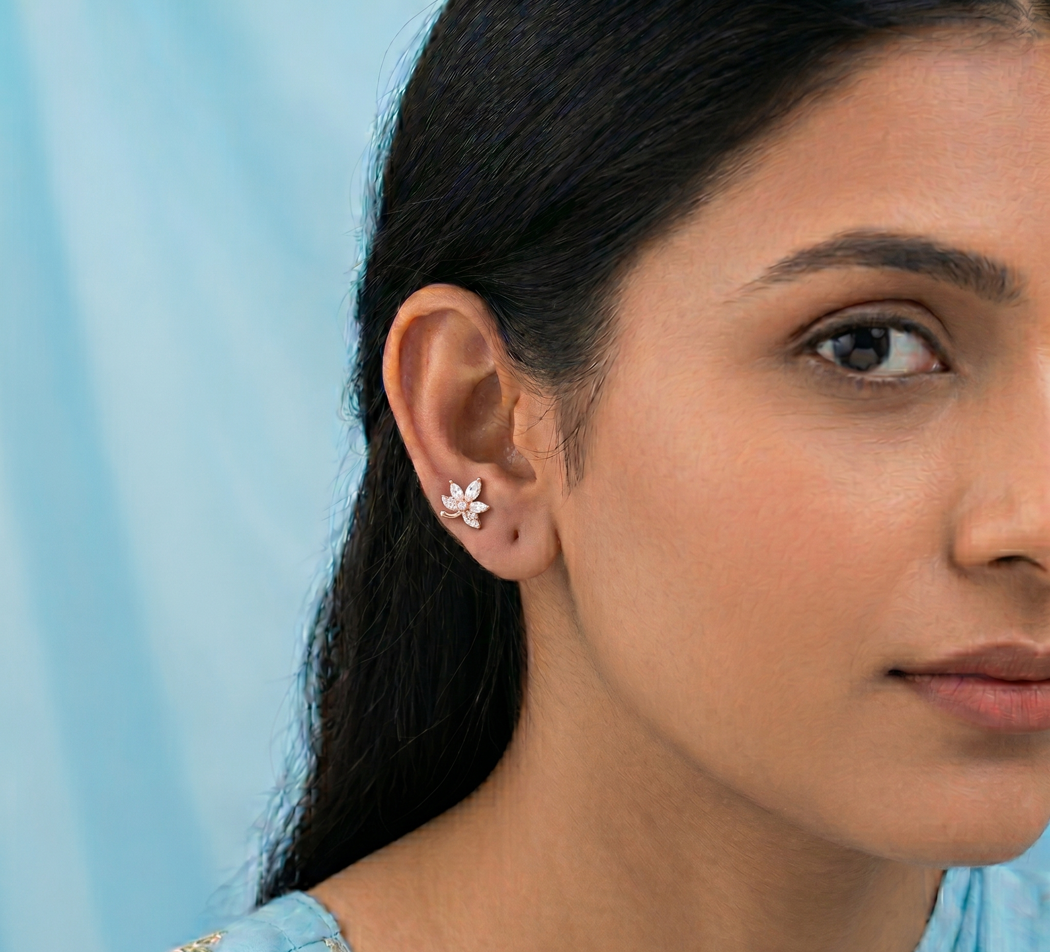 Rose gold Leaf shape second stud